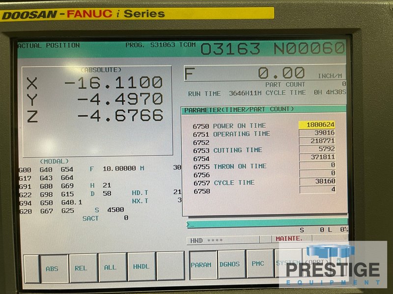 Doosan DNM 500, X-40", Y-20", 47" x 21" Table, 8,000 RPM, CAT #40, Fanuc i CNC, 30 ATC, 2010, #32479