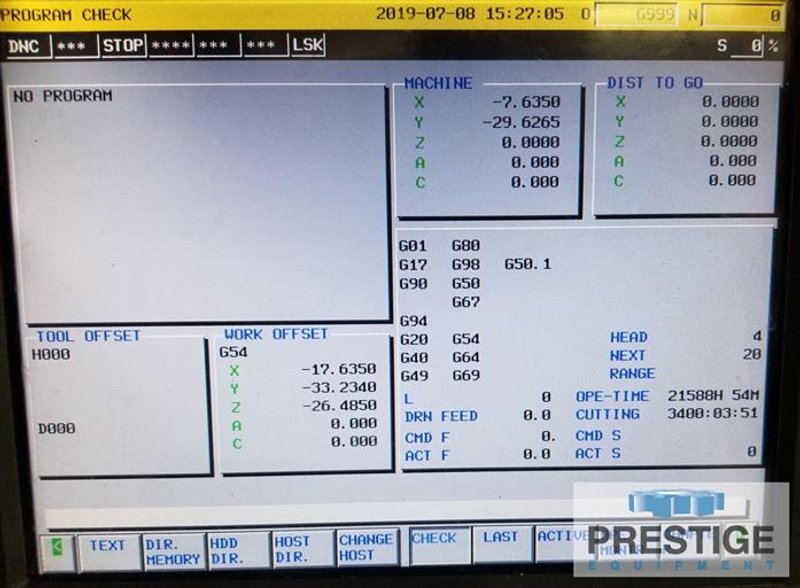 SNK HPS-120B, 5-Axis, X-124", Y-52", Z-28", Swivel Spindle, 20K RPM, 2APC 120" x 48",  60 ATC, Fanuc 15MA, 2005, #30023
