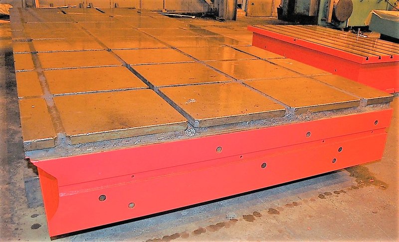 90" x 215" T-Slotted Floor Plates, 19" Thick, Cast Iron, (2) Available, Matched, #21430