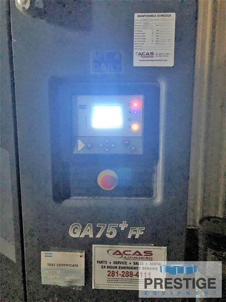 Atlas Copco GA75P FF Air Compressor, 100 HP, 128 PSI, 459.6 CFM, 460 Volts, 2013, #32157