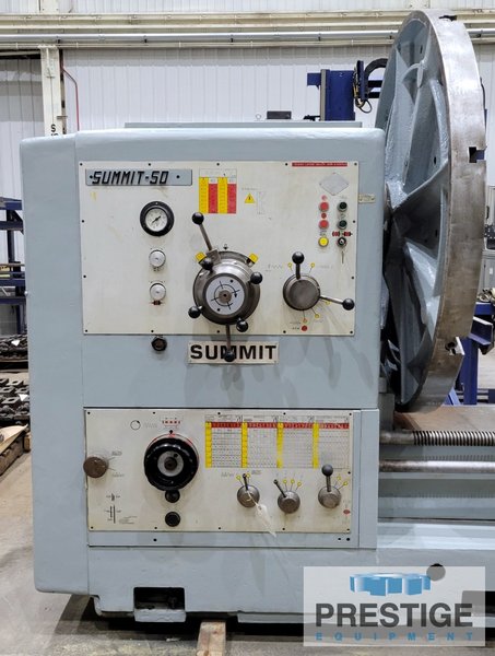 Summit 50, 51" Over Bed, 464" BC, 59" & 39" 4-Jaw Chucks, 27" Steady, Taper Attach, Inch/Metric Threading #43237