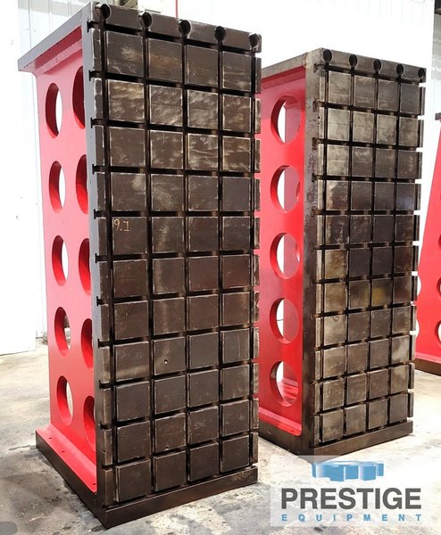 96" x 36" x 48" T-Slotted Angle Plate, 12 Horizontal T-Slots, 5 Vertical T-Slots, Fabricated, Qty. 2, #43232
