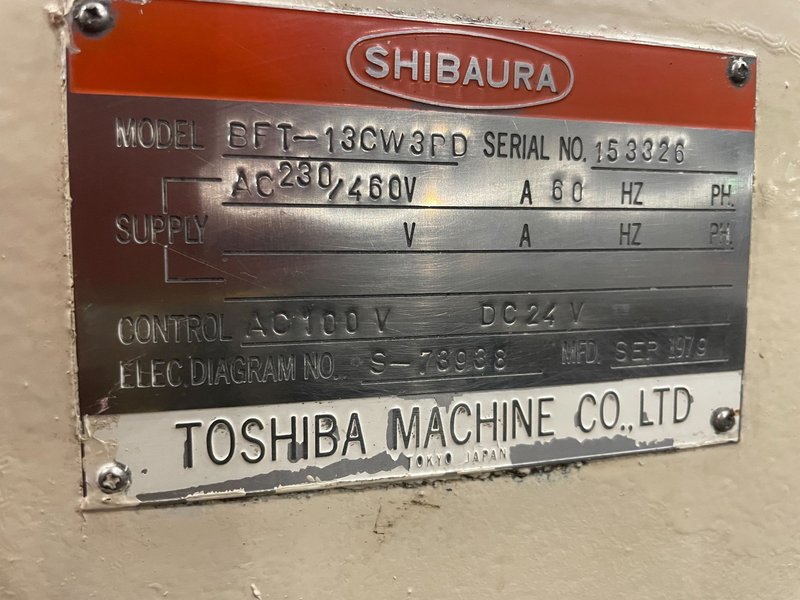 5.12" TOSHIBA BFT-13C-W3 TABLE TYPE HORIZONTAL BORING MILL