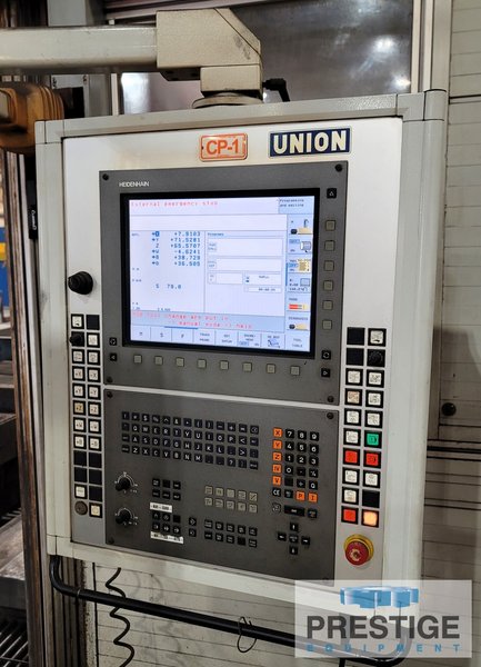 5.9" Union KC150, X-125", Y-98", Z-59", W-29", (2) 63" x 78" Pallets, 3,000 RPM, CAT 50, 120-ATC, Heidenhain 530, #32815