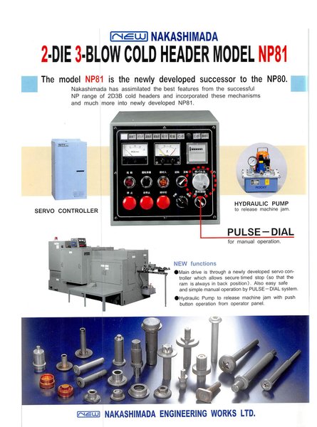 Nakashimada Model NP81 2-Die 3-Blow Cold Header