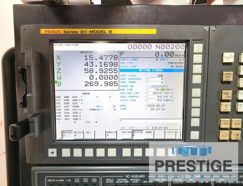 Doosan DBC110, 2015 X-98", Y-78", Fanuc 31i, 55" x 71" B-Axis Table, 4,000 RPM, 40 HP, 60 ATC, CTS, #43734