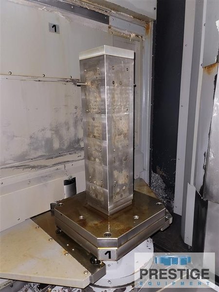OKK HMC400, Fanuc 31i-B, X-22", Y-22", Z-27", 15.7" Pallets, B-Axis, 60 ATC, 15K RPM, TSC, Chip Conv, 2015, #32909