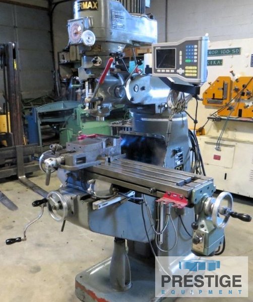 Supermax YCM-1-1/2 VS, 9" x 42" Tbl, X-32", Y-13", Z-5", 16" Knee Travel, 4,200 RPM, 2HP, Acu-Rite DRO, #43136