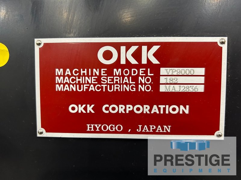 OKK VP9000, X-32", Y-40", Z-22", 51" x 36" Table, 40-ATC, Big Plus CAT 40, 20,000 RPM, 2016 #43397
