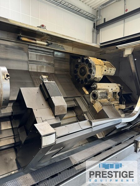 OKUMA LU45M, 35" Swing, 118" BC, Lv. Milling, C-Axis, 10" Bore, Tailstock, Prog. Steady, Boring Bar, OSP-200L,  #43991
