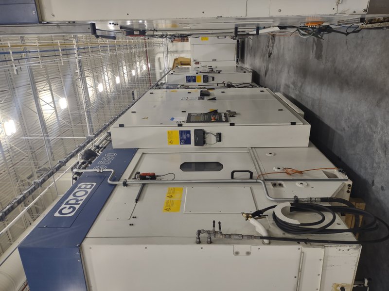 3 FOR SALE- 2013 Grob model G520AB21KD 5 axis cnc universal machining centers, approx. 55,000 hours, dual HSK63 spindles, 18,000 rpm, 36 position atc, x,y,z,a,b-full b axis, siemens 840d controls, 2 station pallet