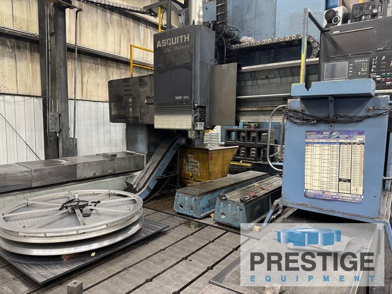 Asquith, Gantry, X-395", Y-157", Z-47", 160" BC, Floor Plates, Angle Head, Dynapath CNC, #43915