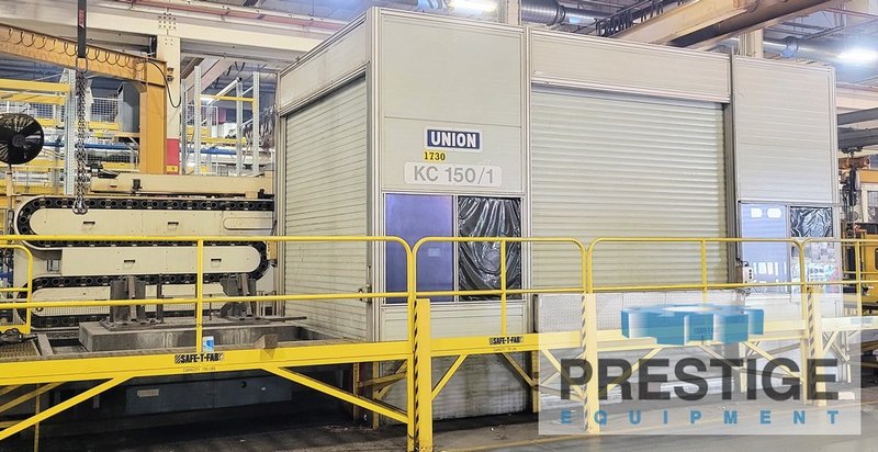 5.9" Union KC150, X-125", Y-98", Z-59", W-29", (2) 63" x 78" Pallets, 3,000 RPM, CAT 50, 120-ATC, Heidenhain 530, #32815