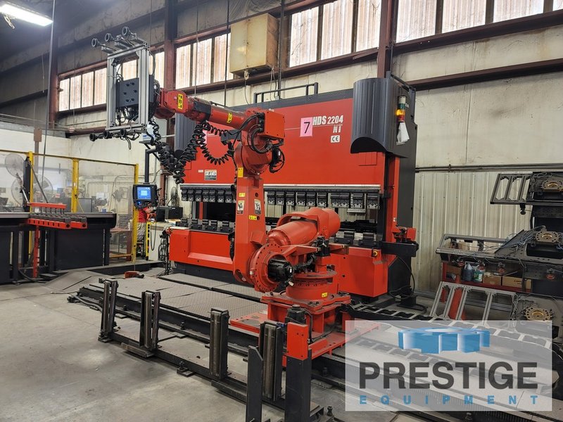 Amada HG2204RH, 220 Ton x 14' 8-Axis CNC,  6-Axis Yaskawa Robotic Manipulator, Part Handling Fixtures, 2011, #32512