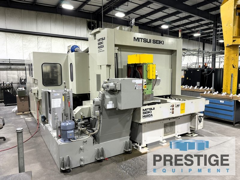 Mitsui Seiki HU80A 5-Axis, X-43", Y-37", Z-35", (2) 32" x 32" Pallets, B-Axis Contouring, 240-ATC, Fanuc 150-M, #43292