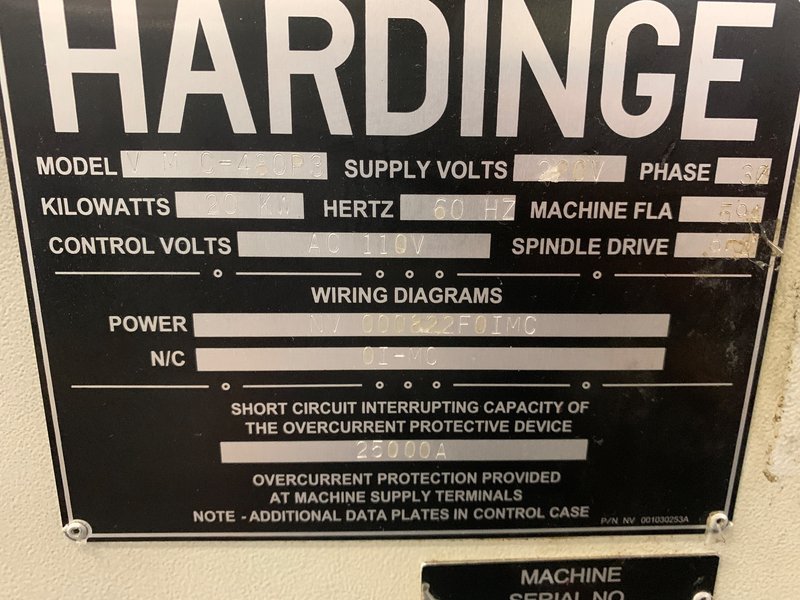 2006 HARDINGE VMC480P3 VMC w/3Station 5C Indexer