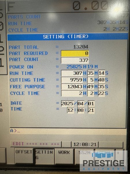 OKK HM-120S 4-Axis, Fanuc 310i-SA, X-67", Y-55", Z-49", 2APC 49" Pallets, 60 ATC, TSC, Chip Conveyor, 2008, #43881