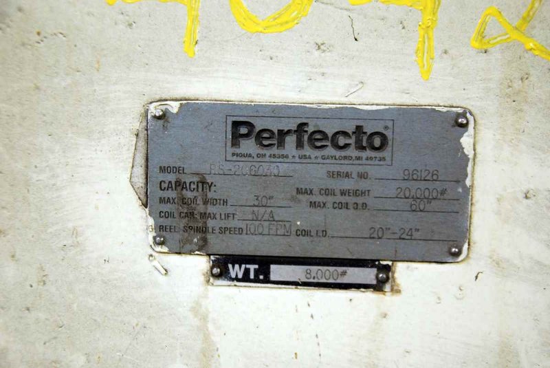 20,000 Lb. x 30" PERFECTO Single Uncoiler