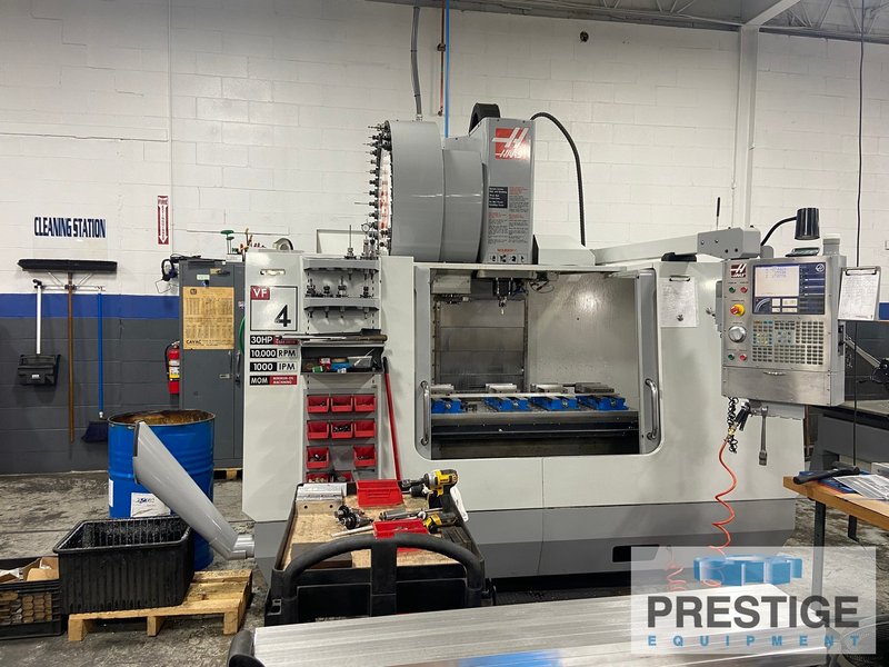 Haas VF-4B, X-50", CAT 40, 10,000 RPM, 40 Station Side Mounted ATC, 30 HP, Chip Auger, Pre-Wired 4th Axis, 2008, #32267