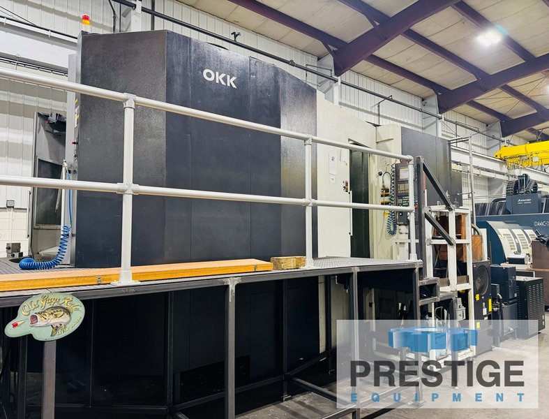 OKK HM-120S 4-Axis, Fanuc 310i-SA, X-67", Y-55", Z-49", 2APC 49" Pallets, 60 ATC, TSC, Chip Conveyor, 2008, #43881