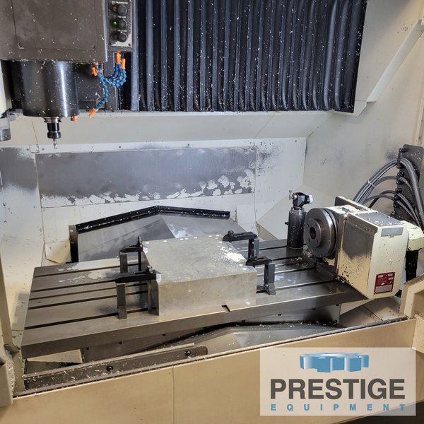 Okuma Genos M560-V, X-41", Y-22", OSP-300M, 32 ATC, Part/Tool Probe, 4th Axis Table, Chip Blaser, 2015, #43983