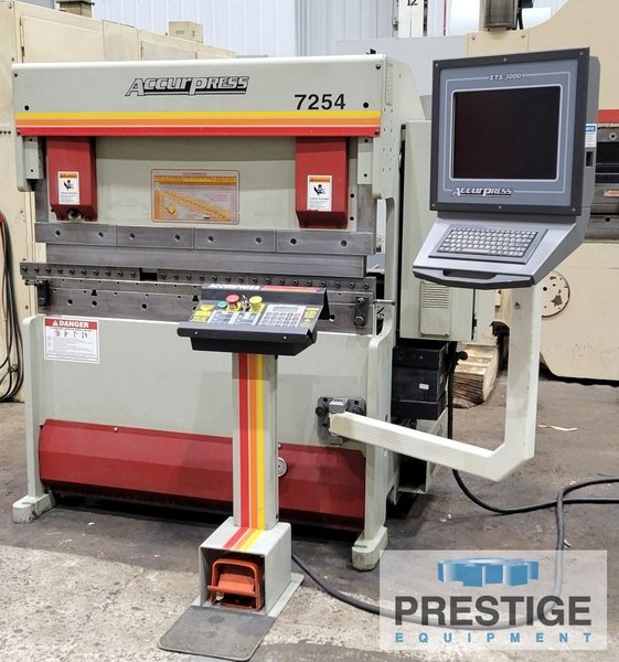 25 Ton Accurpress 7254 5-Axis CNC Press Brake, 48" Bend Length, 51" BH, 6" Stroke, ETS3000 5-Axis CNC, 2006 #44018