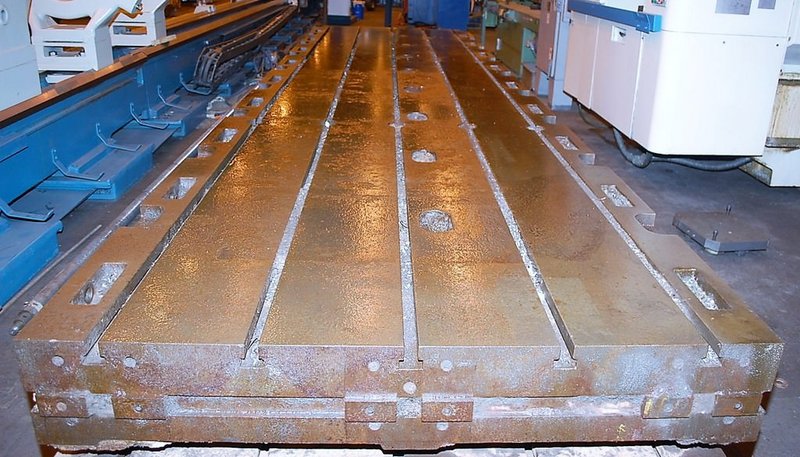 60" x 218" T-Slotted Floor Plate, 10" Thick, (5) T-Slots, Cast Iron #28374