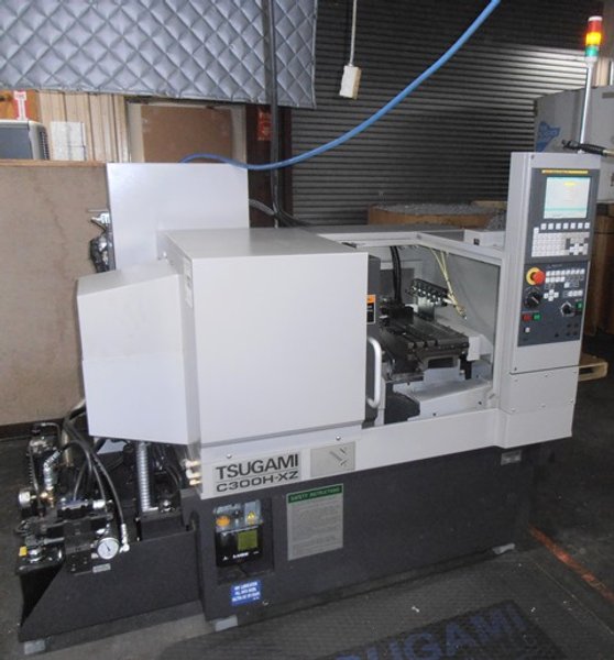 Tsugami C300H-XZ, Fanuc 0i Mate-TD, 80-6,000 RPM, 7.3/10 Hp, 1.5" Max. Bar Cap, 5C Hyd. Collet Chk, 4.5"x20.5" Tool Stage, Parts Catcher, Parts Conveyor, Misc Tool Holders, Coolant Manifold, 2015, Put In Service 2017, 129 Hours, Aluminum and Plastic