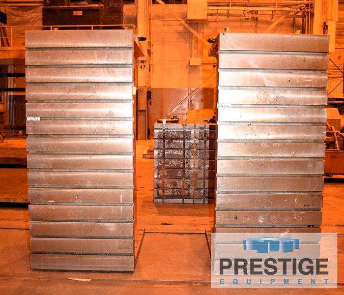 (2) 37.5" x 48" x 84.5" T-Slotted Angle Plates, 13 T-Slots, Cast Iron, 10,700 Lbs, #32922