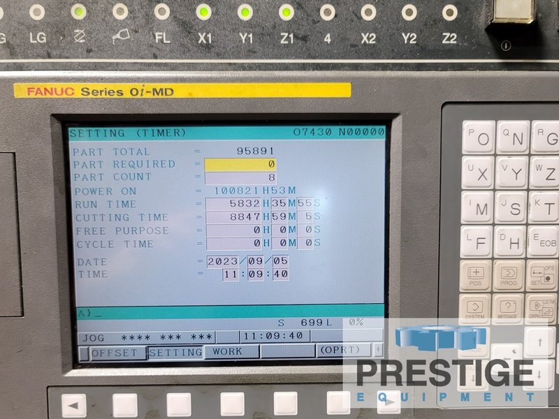 Feeler VMP-1100 4-Axis, X-43", Y-24", Z-23", 10k RPM, 23" x 47" Tbl, 4th Axis R.Tab, Fanuc 0i-MD CNC, #32911