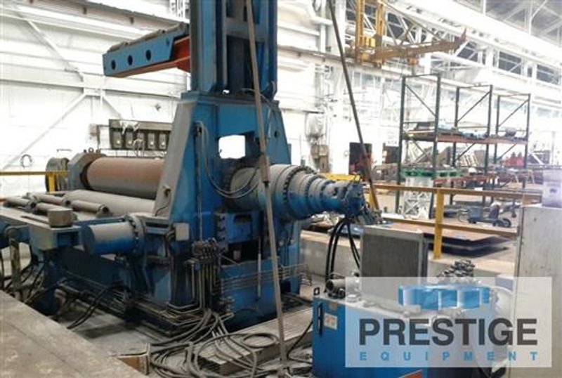 Sertom EMO 31-60, 2.75" x 10' , 3-Roll Variable Axis, 25.5" Top Roll, Siemens PLC Ctrl, Overhead Support, 2008 #32933