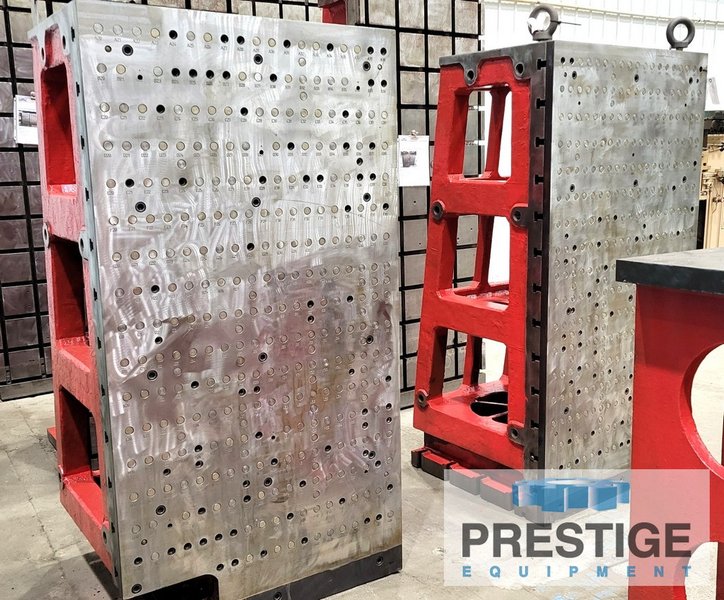 (2) 74.625"x 39.375" T-Slotted Angle Plates w/ Drilled, Tapped, Numbered and Lettered Fixture Plates, Ref# 43180